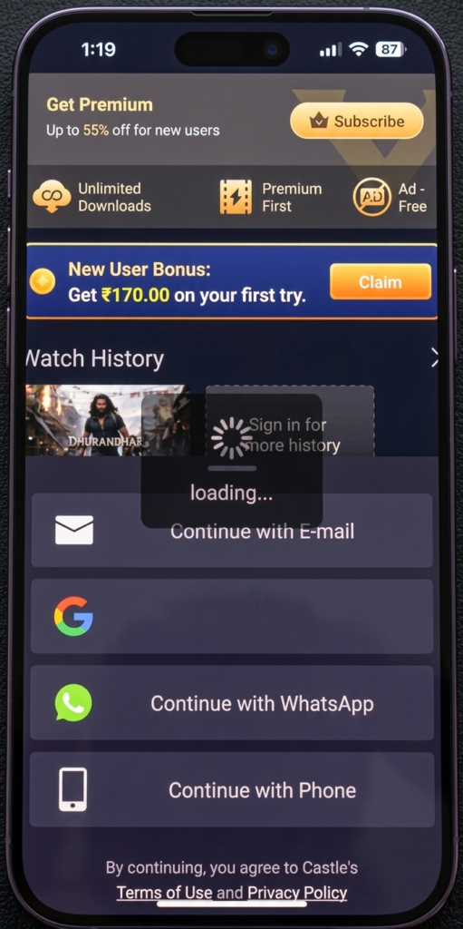 Castle app login issues